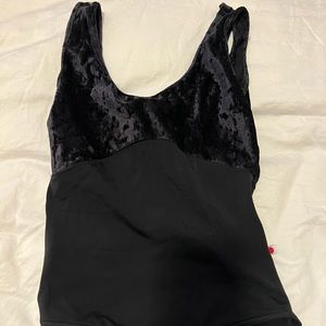 Black Half Velvet Leotard